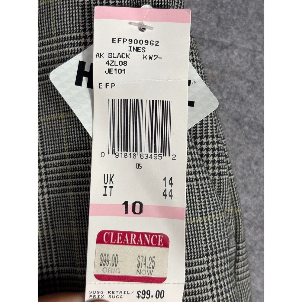 Anne Klein Ines Glen Plaid Dress Pants Womens 10 Black Tan Stretch Wool EFP90096 - Picture 3 of 10